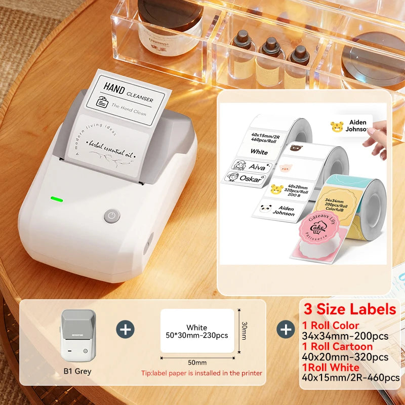 B1 Portable Thermal Label Printer 2 Inch, Bluetooth Mini Sticker Maker, Wireless Inkless Label Printer for Smartphone & PC