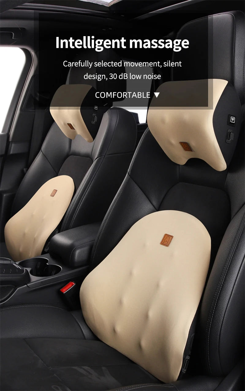 Car Lumbar Support Electric Massage Headrest Neck Pillow Car Massage Pillows Comfortable Waist Cushion Relieve Driver Fatigue