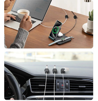 12/6/3 Pcs Magnetic Cable Clip Cable Holder Adhesive Wire Keeper Cord Cable Organizer for Home Office Desk Management