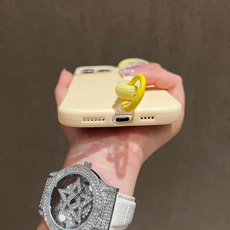 Dopamine-Inspired Silicone Solid Color Simple Phone Case for iPhone 17 16 Pro Max Air 16 Plus 15 14 With Lanyard Cover