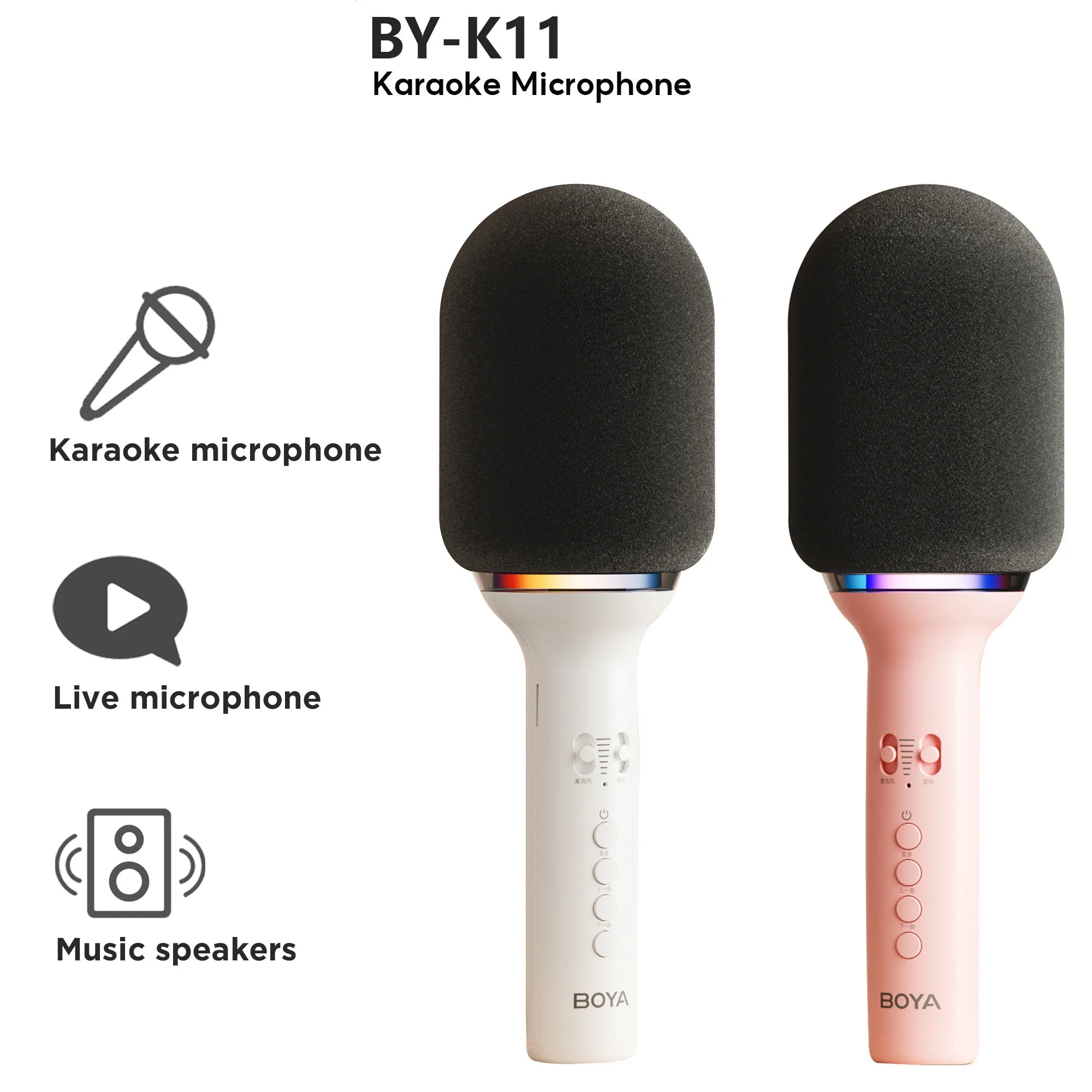 K11 Wireless Bluetooth Karaoke Microphone Portable Handheld Mic Speaker Machine Home Party Birthday Home KTV for Smartphone