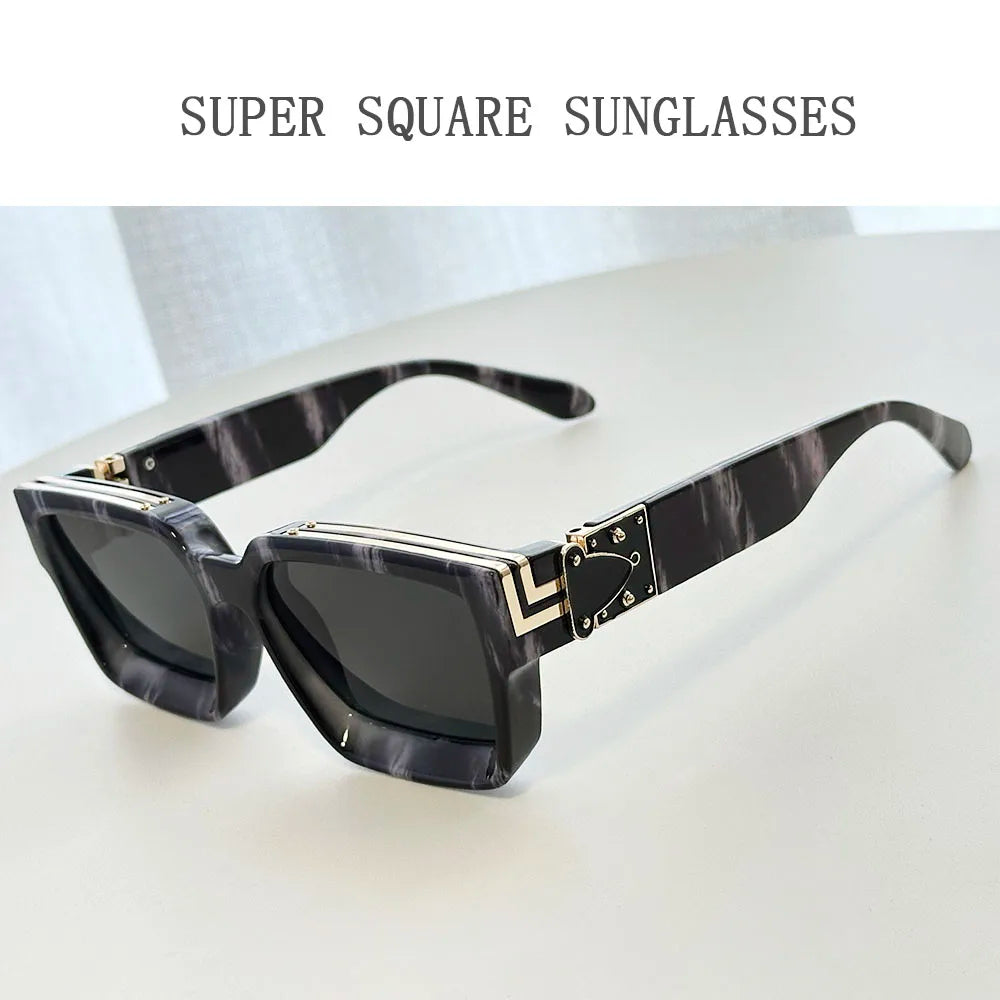 Retro Square Frame Sunglasses With UV400 Protection