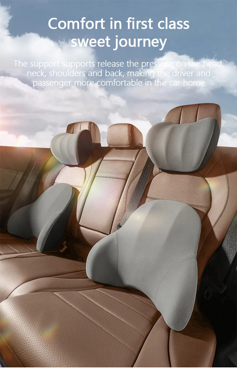 Car Electric Single Lumbar Single Headrest Vibration Massage Lumbar Support Neck Pillow Lumbar Cushion Car Seat Car Interior