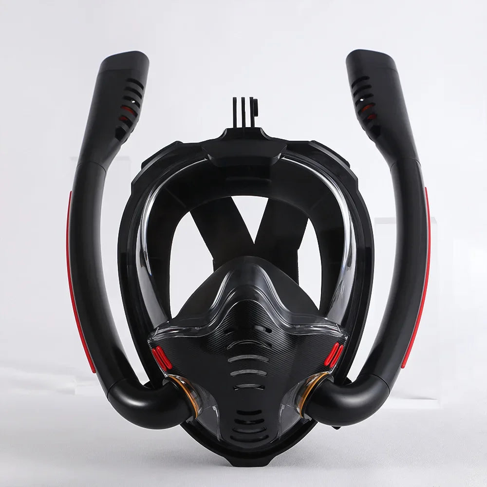 Full Face Snorkel Mask with Anti-Fog Wipes 180 Degree Panoramic HD View Snorkeling Mask Anti-Leak Dry Set for Adults