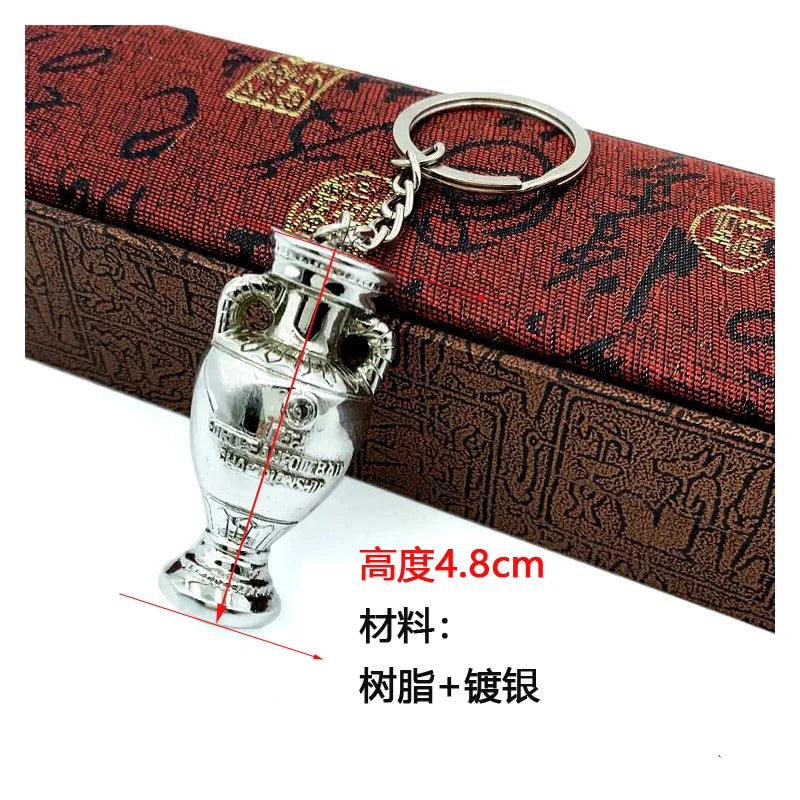 Football Trophy Metal Keychain Soccer Fan Collectible Pendant Gift
