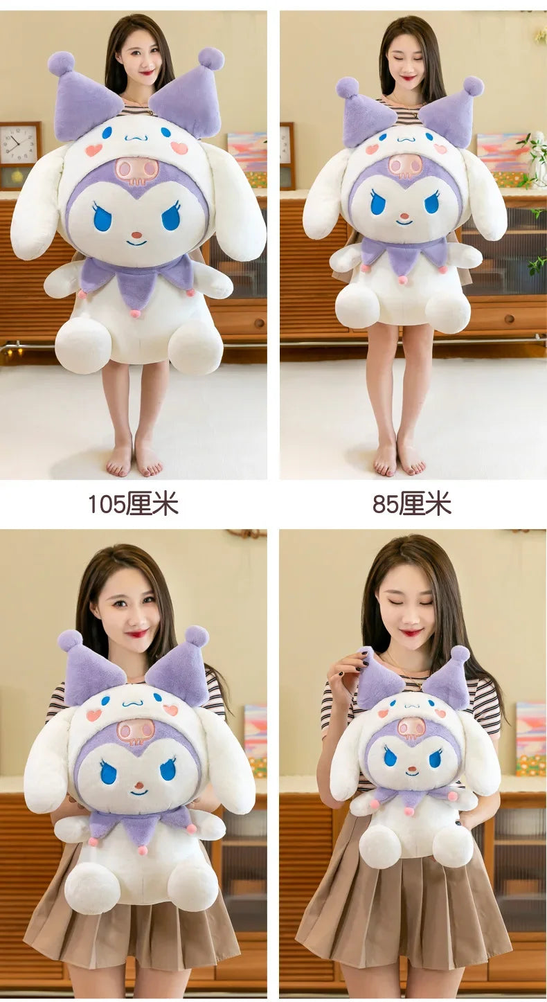 SanrioTransformation Kuromi Cinnamoroll Big Size Plush Doll Kawaii Plushies Soft Stuffed Toy Pillow Children Girls Birthday Gift