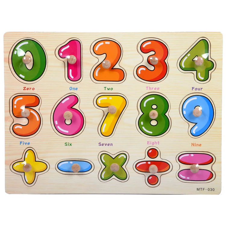 Montessori Wooden Puzzles Hand Grab Boards Toys Tangram Jigsaw  Educational Toys Cartoon Vehicle Animals Fruits 3D Puzzles