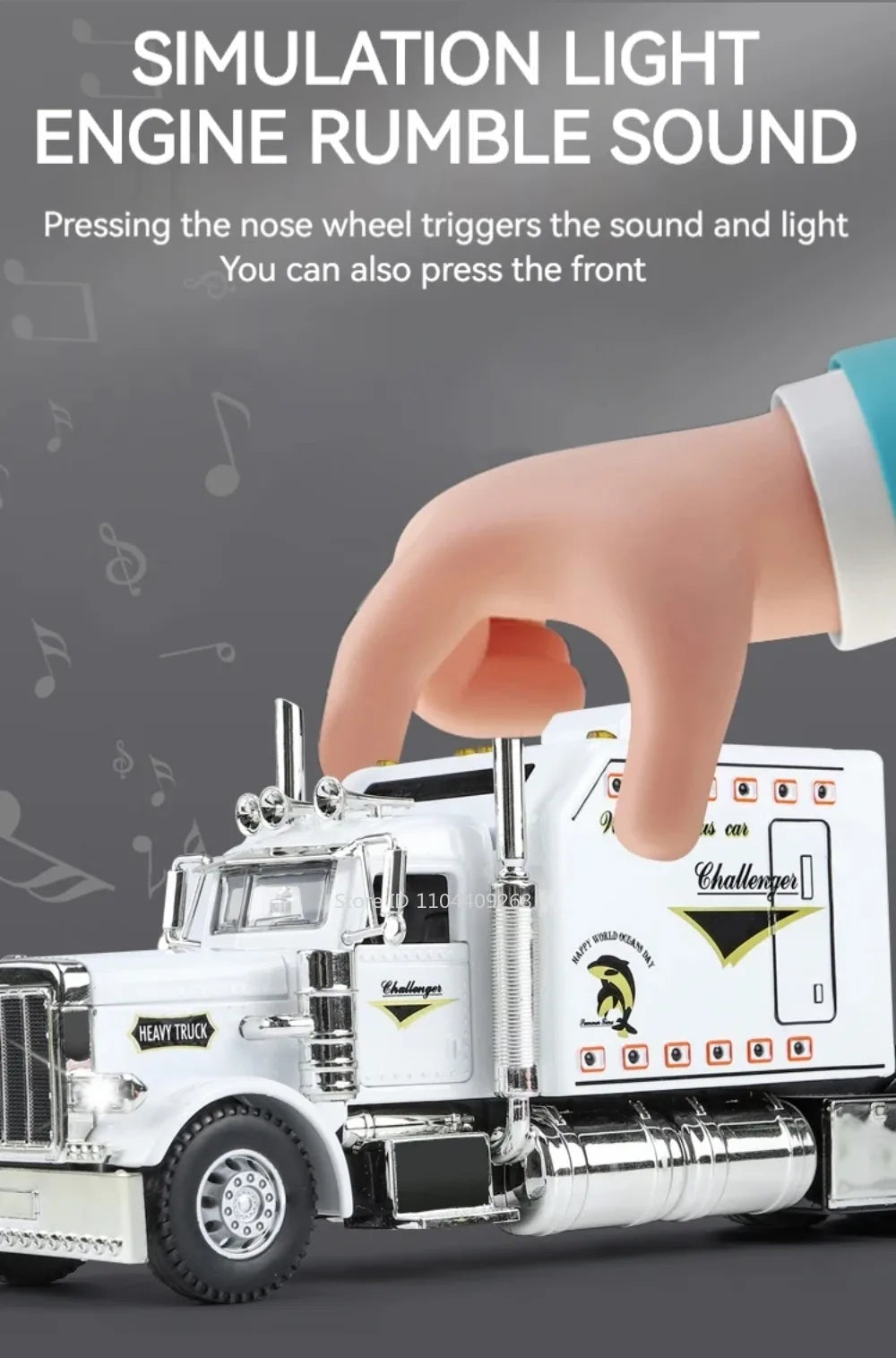 1:24 PETERBILT 389 Truck Toy Walking Tractor Car Model Alloy Die-cast Sound Light Vehicle Models Interior Decoration Present