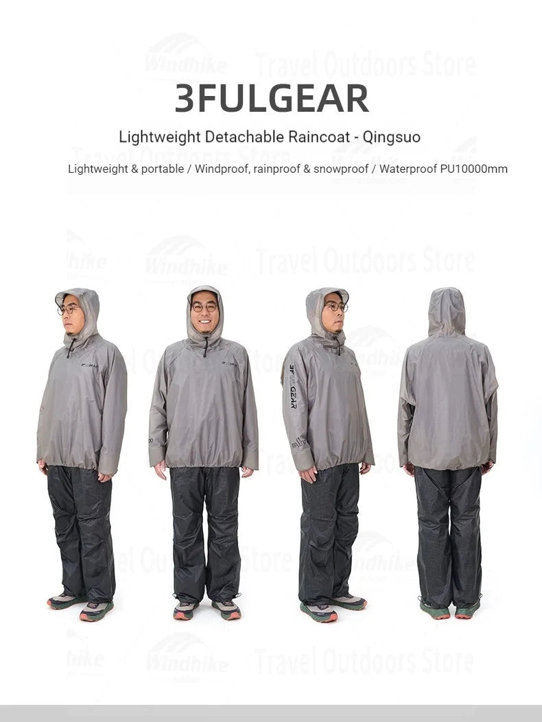 Lightweight Waterproof Hiking Rain Jacket and Pants Set with Hood