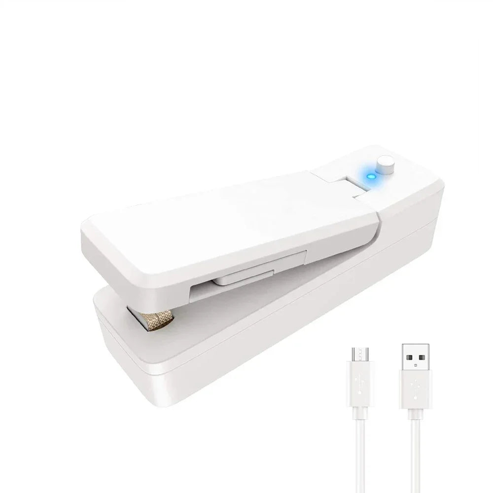 2-in-1 Mini Rechargeable Bag Sealer & Cutter – Portable USB Vacuum Heat Sealer for Plastic Snack & Food Storage Bags
