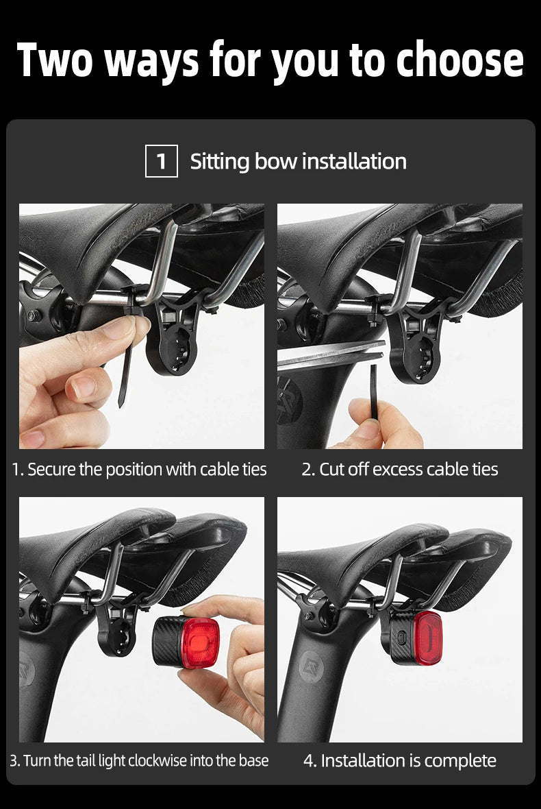 Smart Bicycle Brake Light IPx6 Taillight Type-C Bike Tail Rear Light Auto Stop LED Riding Warning Cycling Light
