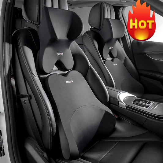 Memory Foam Car Lumbar Support and Headrest Neck Pillow