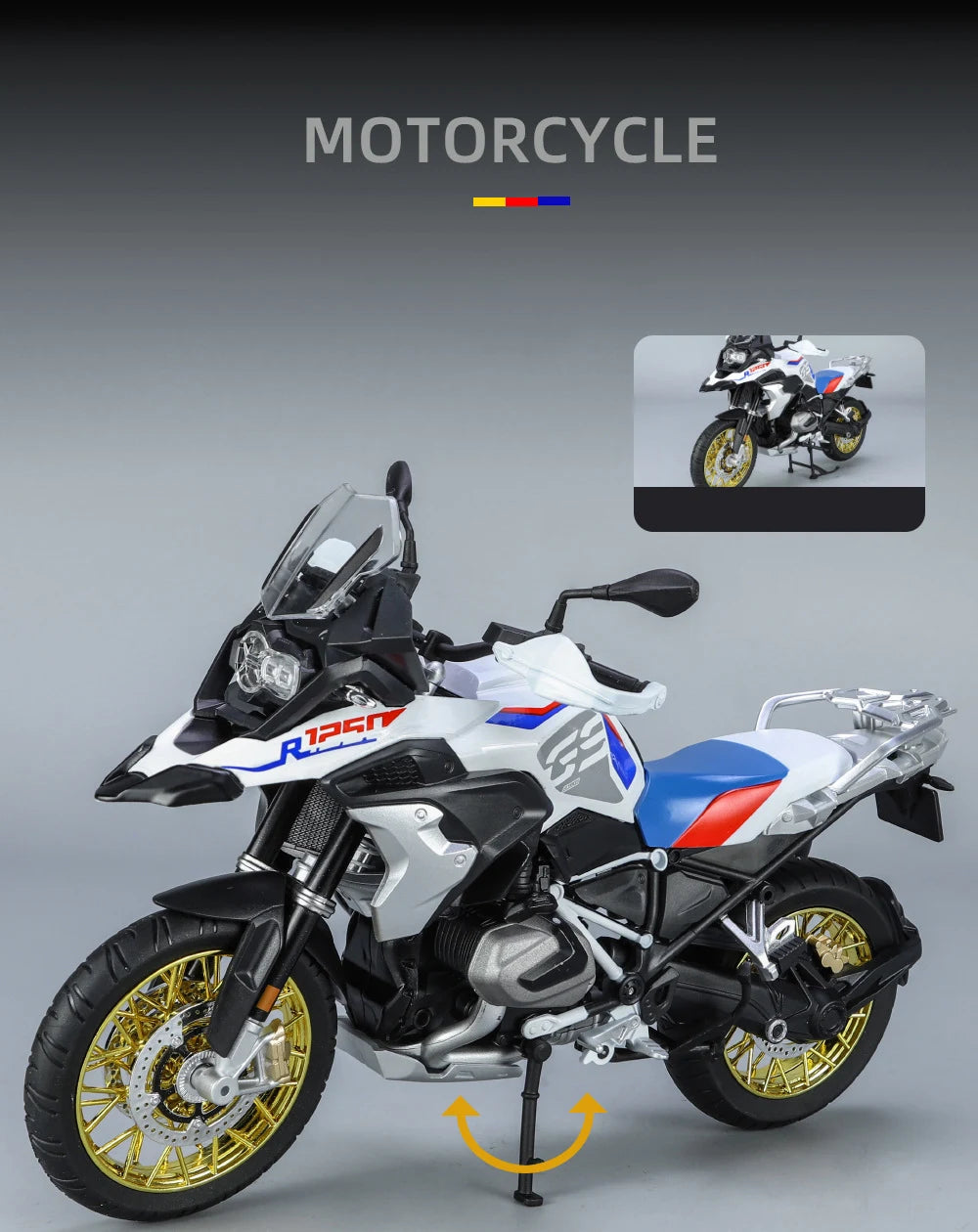 Diecast R1250 GS Adventure Motorcycle Model 1 to 9 Scale