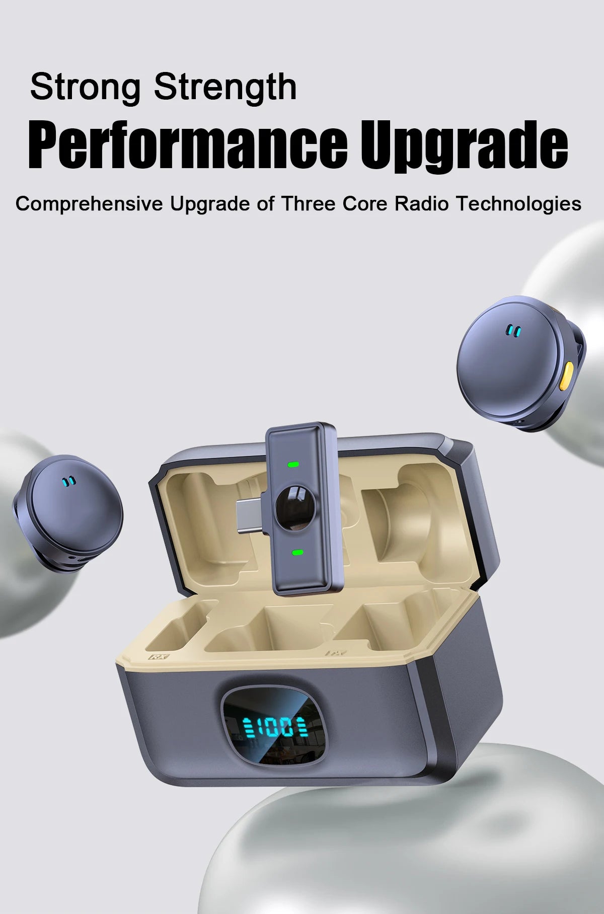 Plug and Play 2.4G Chip Wireless  Suction Button Collar Microphone With Charging Case For Video Recording