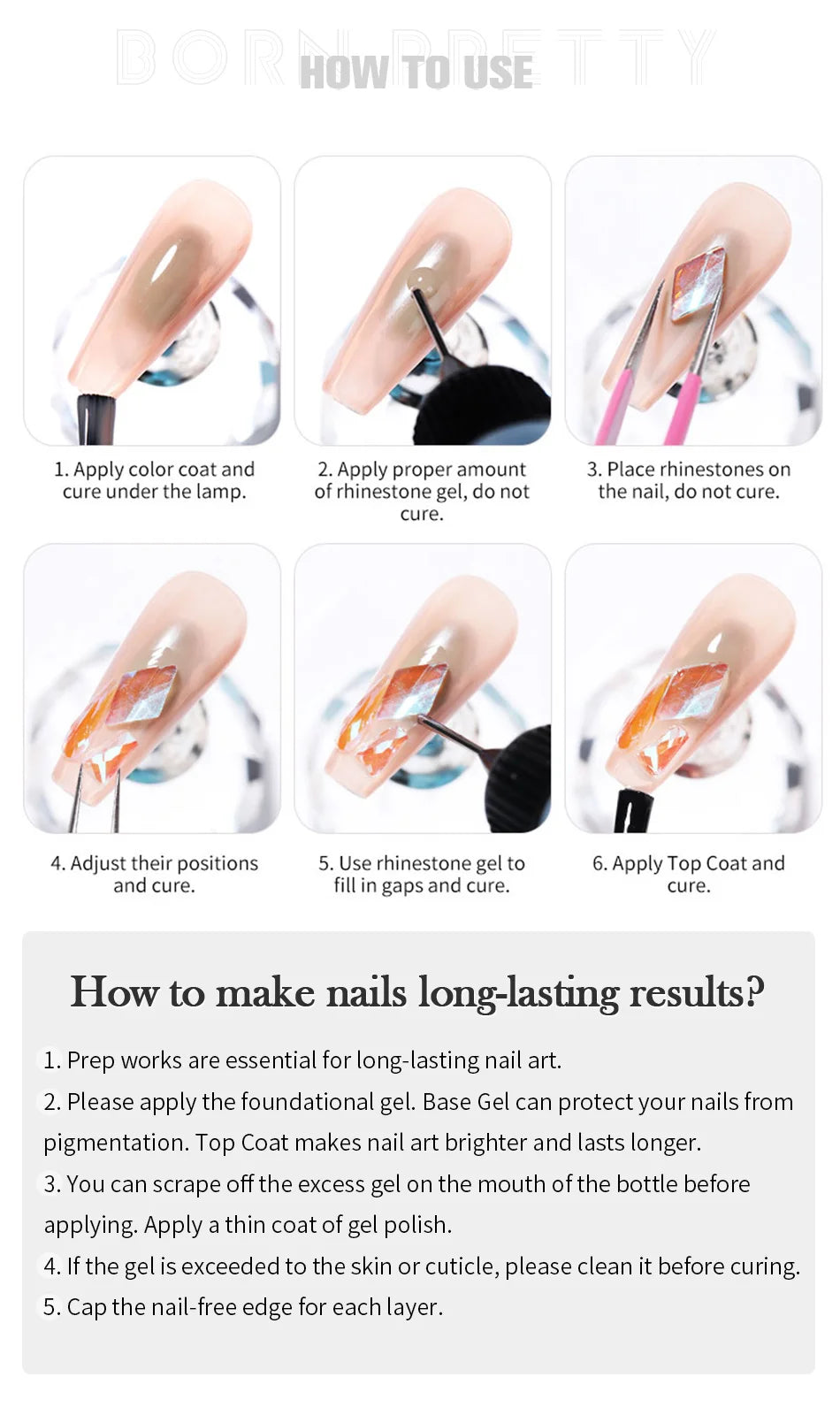 10g Nail Rhinestone Adhesive Glue For Stick The Drill Transparent Nail Glue Soak Off UV LED Nail Art Gel Varnish