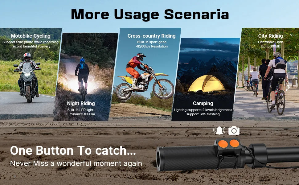 4K 60FPS Action Camera with 6 Axis EIS 2 Inch IPS Screen and 5 Hour Recording