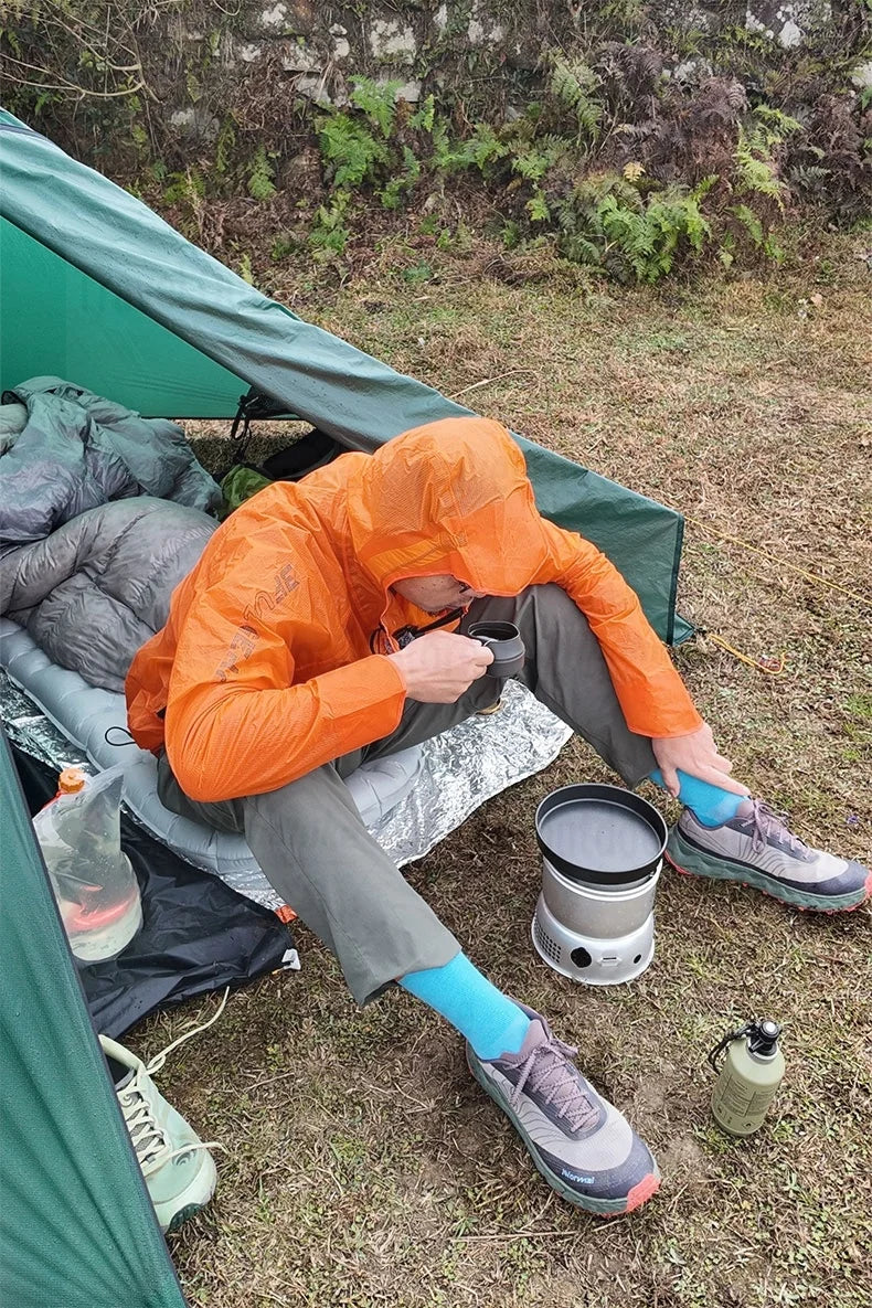 Lightweight Waterproof Hiking Rain Jacket and Pants Set with Hood