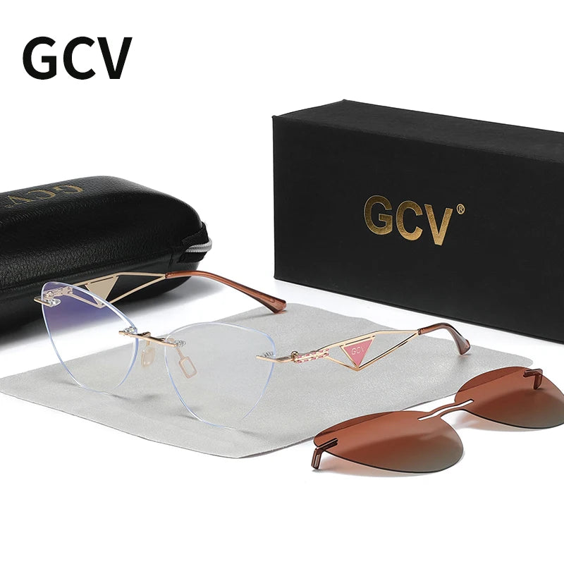 2 in 1 Butterfly Polarized UV400 Anti Blue Light Sunglasses for Women Multifunctional Eyewear