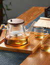 Easy One Click Tea Separation Filtration Glass Teapots With Wood Handle 850ml Tea Water Separation Tea Pot With Infuser Filter