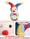 2 Pcs Funny Positive Crochet Clown Doll With Card Emotional Support Handmade Knitted Mini Clown Gifts Halloween Christmas Home Decor