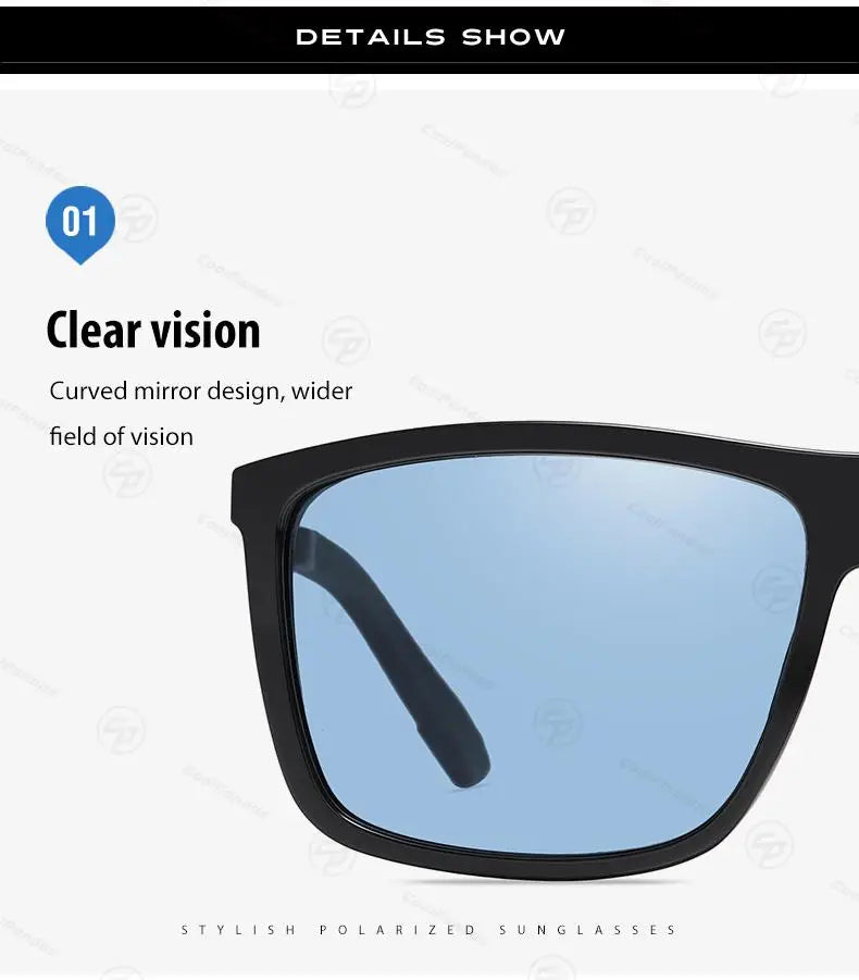 Square Retro Photochromic Polarized UV400 Purple Lens Sunglasses for Men Women