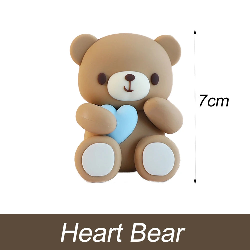 1 Set Brown Bear Cake Toppers  2-4cm White Balls Boho Teddy Bear Cake Topper for Birthday  Shower Cupcake Cake Decoration