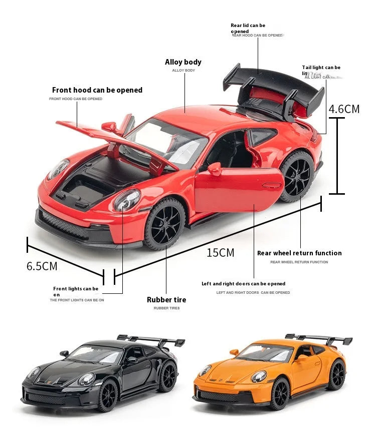 1:32 911 GT3 RS Alloy Diecast Racing Car Model Car Central Control Ornaments Auto Accessory Collect Present For Boys Toys