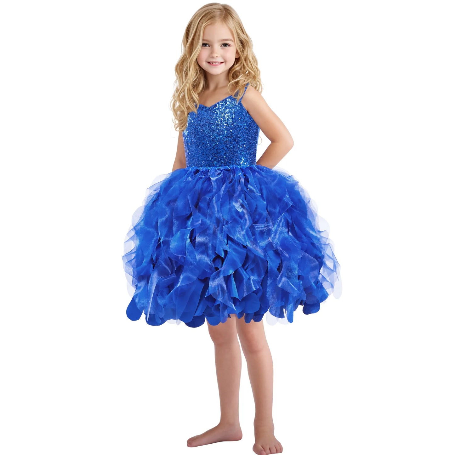 Sequin Pageant Dress with Spiral Hem Birthday Party Gown