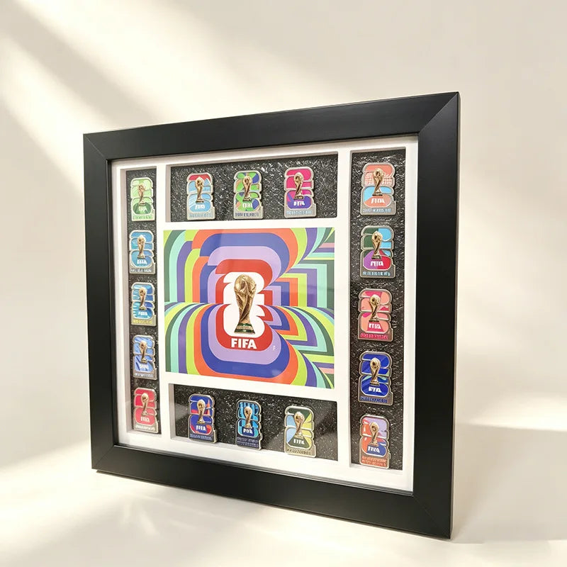 2026 Football Badge Collection Display Frame Soccer Fan Memorabilia Decor