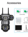 12MP 6K  Outdoor Solar 4G Camera Three Lens Three Screen PIR Motion Detection Cam Waterproof Night Vision Smart Security CCTV