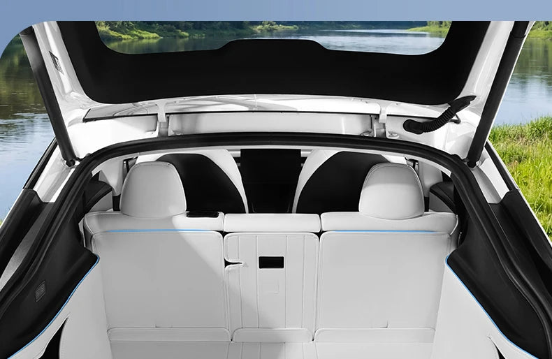 Custom Nappa Leather Trunk Mat Set for Tesla Model Y Juniper 2025 2026 Full Coverage Cargo Liner 7 Piece