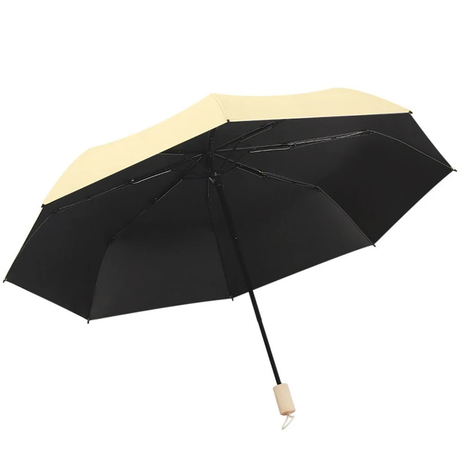 A wooden handle travel camping outdoor sunshade umbrella with high aesthetic value, French retro style umbrella