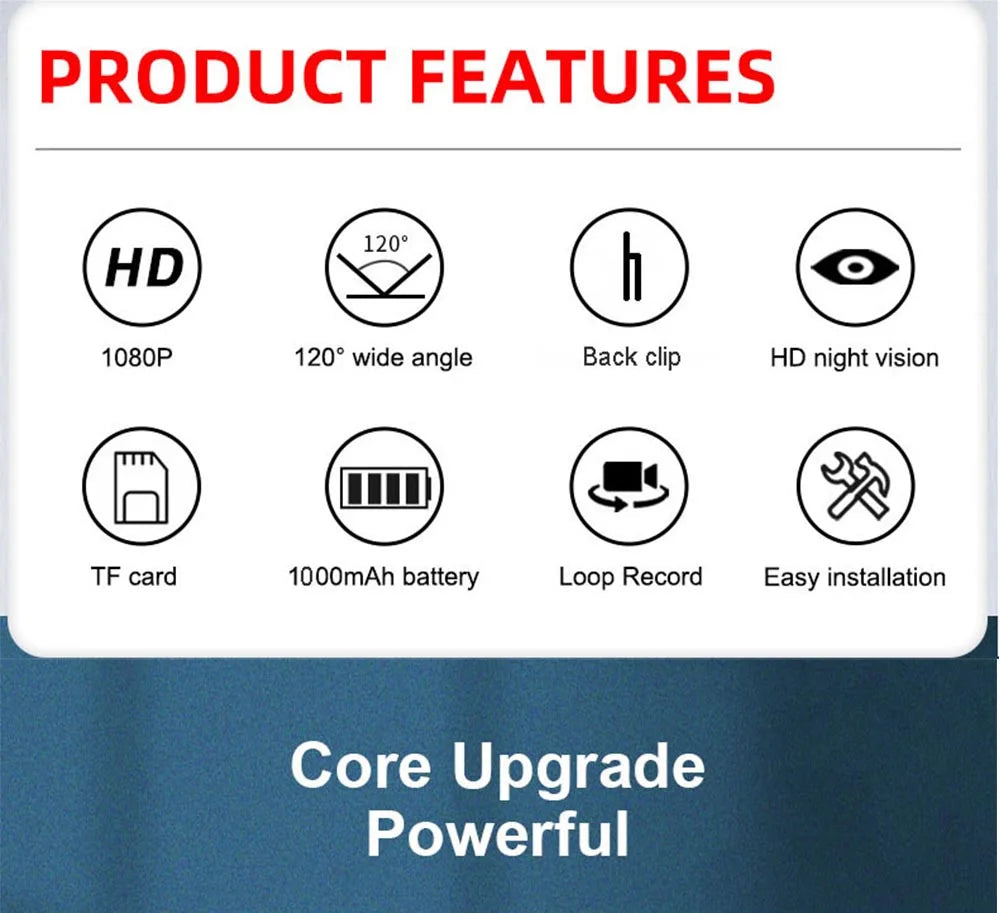 Mini Camera Portable Police Pocket Sport Digital Voice Video Business Conference 1080P Wearable Body Cam Riding Recorder