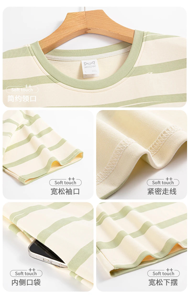 Women’s Cotton Nightgown – Korean Style Cute Print, Summer Short Sleeve Sleepwear Dress