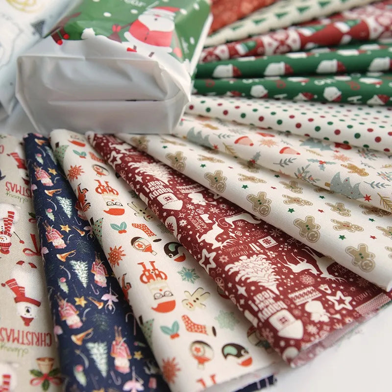 Pure Cotton Digital Printing Christmas Flower 60SManual DIY Decorate Fabric Pillow Clothes Christmas Theme Autumn and Winter New