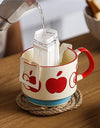 Japanese Flower Coffee Mug Set Retro Ceramic Milk Oats Mug Office Water Handgrip Cup Kitchen Party Drinkware Set 300ml