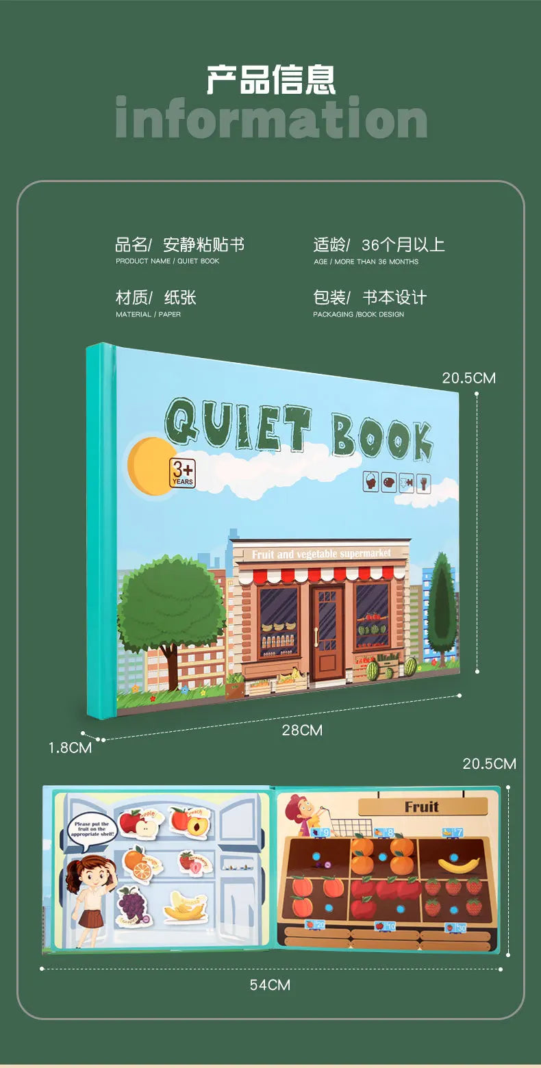 Montessori  Busy Book My First Quiet Book Paste Learning Educational Toys Books  Matching Game Toys for 1 to 3 Y