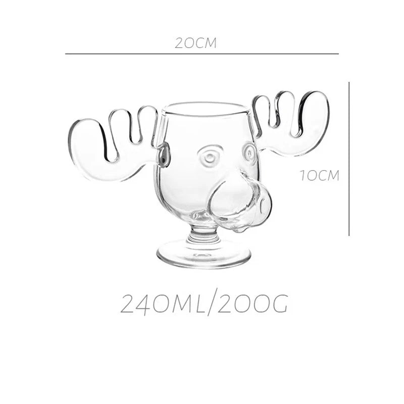 1/2pcs Reindeer Wine Glass Cocktail Juice Cup Clear Beer Mug Water Milk COFFE Whiskey Glasses Drinkware Shot Cups