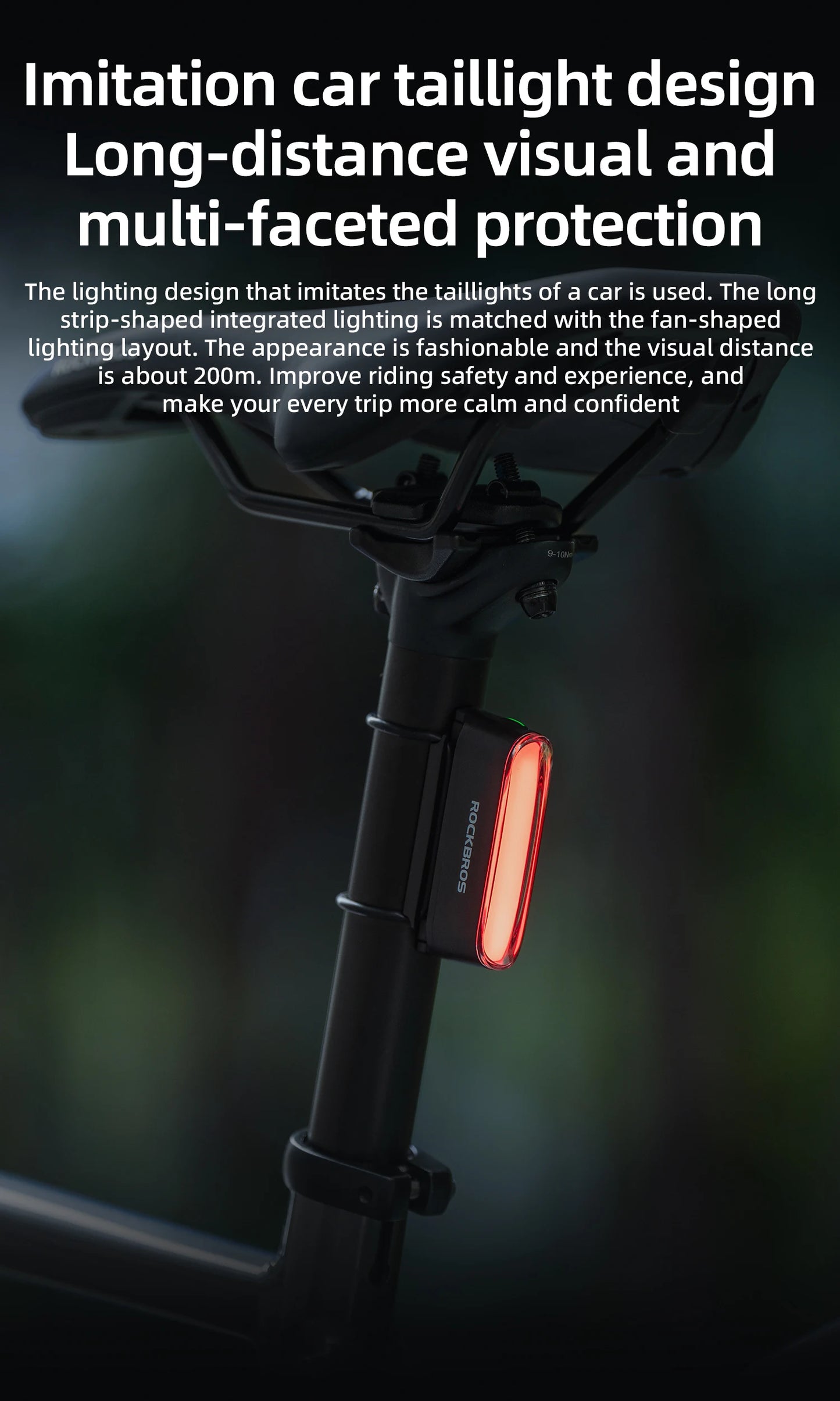 Bicycle Taillight  Install 400mAH Type-C IPX6 Waterproof  Smart Brake Sensing Rear Light MTB Road Cycling Light