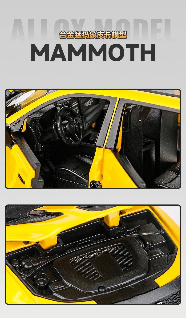 1:32 Dodge RAM 1000 TRX Mammoth Metal Diecast Alloy Car Model Car Central Control Decoration Ornaments Gift With Boyfriend Goods