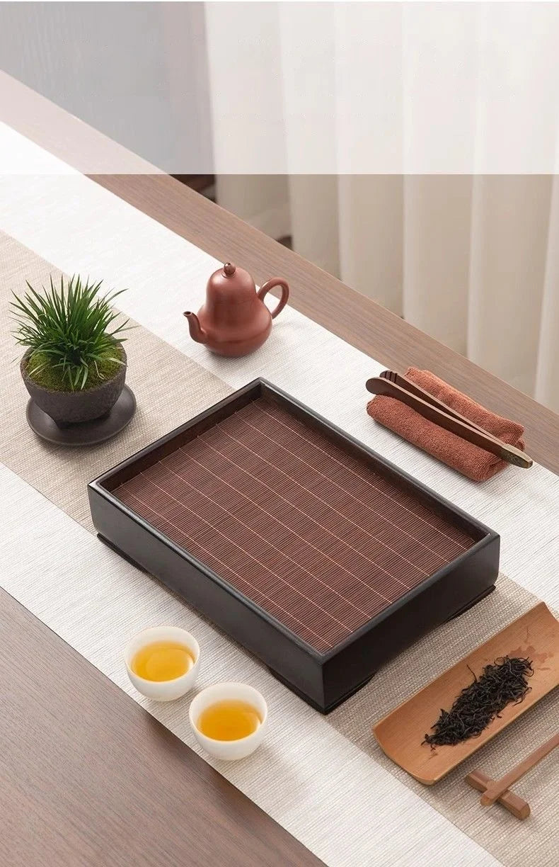 Home And Kitchen Tea Tray Portable Dishes For Tea Ta Kawi Bamboo Rectangle Wooden Tray For Chaban Tea Table Serving Trays