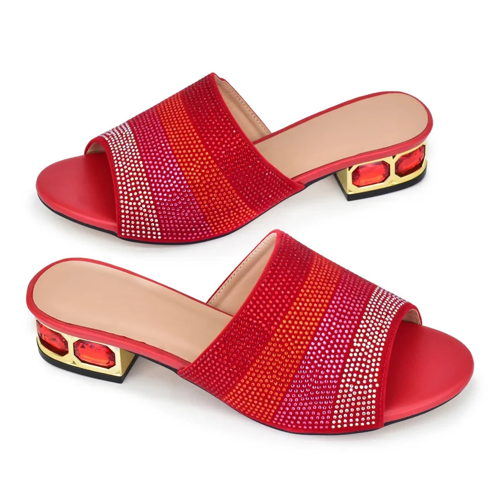 Wedding Shoes for Bride Party Shoes and Slippers Decorated with Rhinestone Nigerian Women Party Pumps