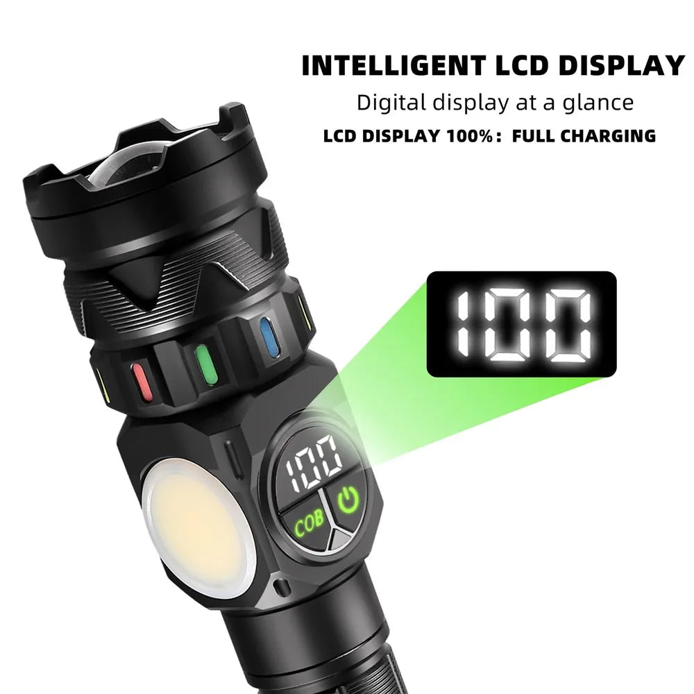 5000 Lumen Rechargeable LED Flashlight With COB Side Light