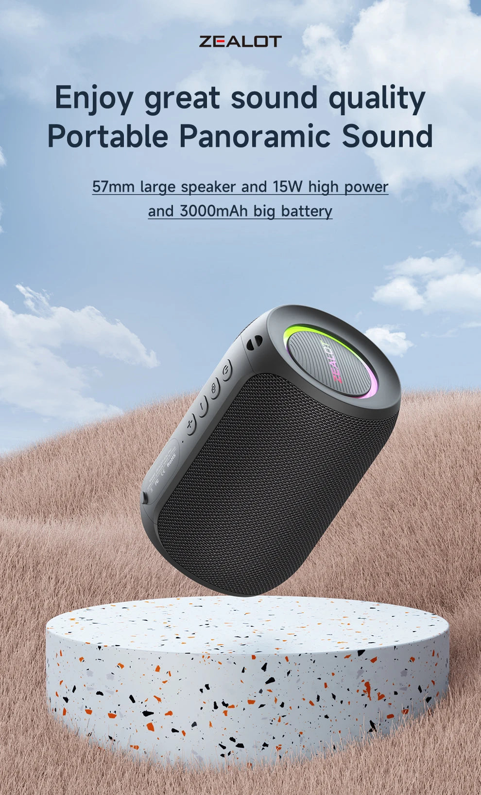 Powerful Bluetooth Speaker, Bass Wireless, LED Light, Outdoor Speakers, Subwoofer, Waterproof Sound Box Support