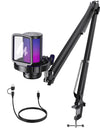 Gamerwave DGM20S USB Microphone Gaming Mic Condenser Mic RGB Mic Noise Canceling Mic with Mic Gain,RGB Light,One key mute