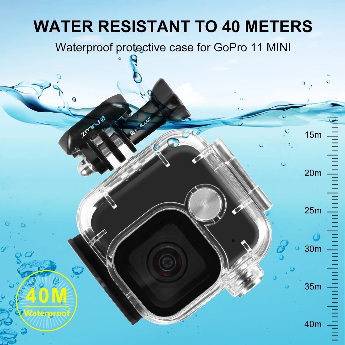 40m for GoPro Hero11 Black Mini Waterproof Housing Protective Case with Buckle Basic Mount & Screw