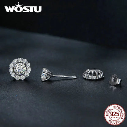 1.0 Ct D Color VVS1 Moissanite Classic Flower Detachable Stud Earrings For Women 925 Silver Stackable Wedding Earrings