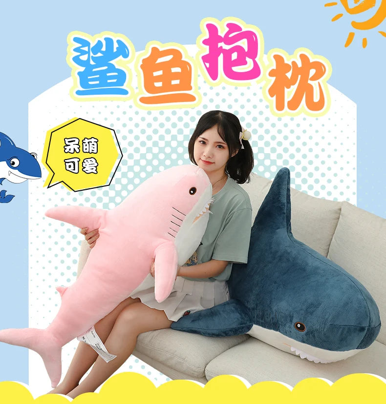 Colorful Shark Plush Stuffed Animal Soft Fish Pillow