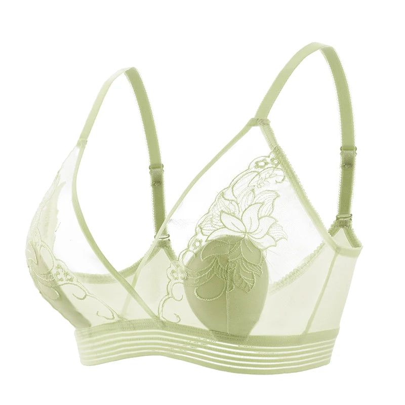 Women’s Lace Transparent Rabbit Ears Push-Up Bra – Soft, Thin, Wire-Free Bralette