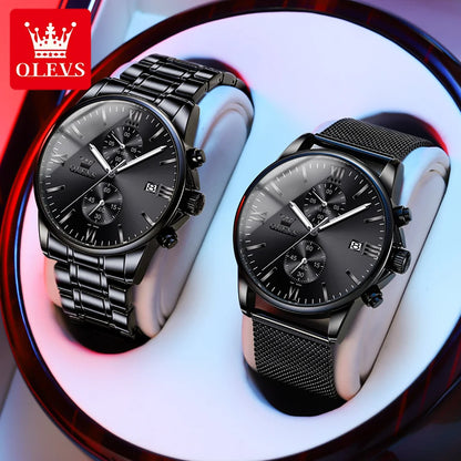 Quartz Watch Luxury Black Stainless steel Date Luminous Waterproof Business Watch Quartz Watch for Men Watch Quartz